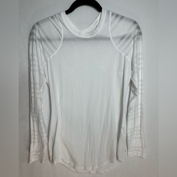 lululemon athletica Tops - Lululemon white long sleeve stripe sheer top